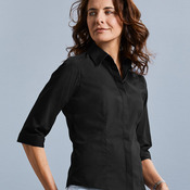 Ladies' 3/4 Sleeve Fitted Polycotton Poplin Shirt