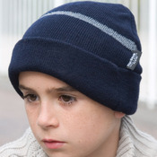 Children's Wooly Ski Hat with Reflective Woven Threaded Band